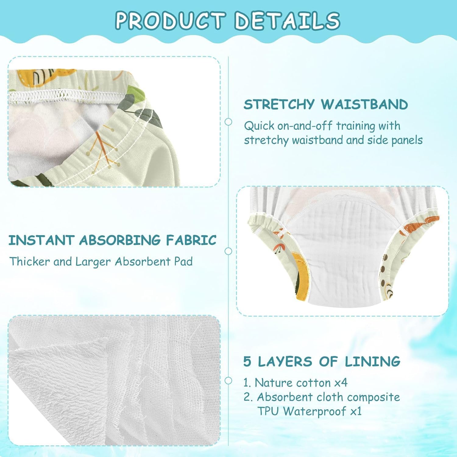 Baby Boys Potty Training Toilet Pants Leakproof Nighttime Training Underwear Sleep Underwear for Newborns 4T Cartoon Cute Handy Drawn Lion