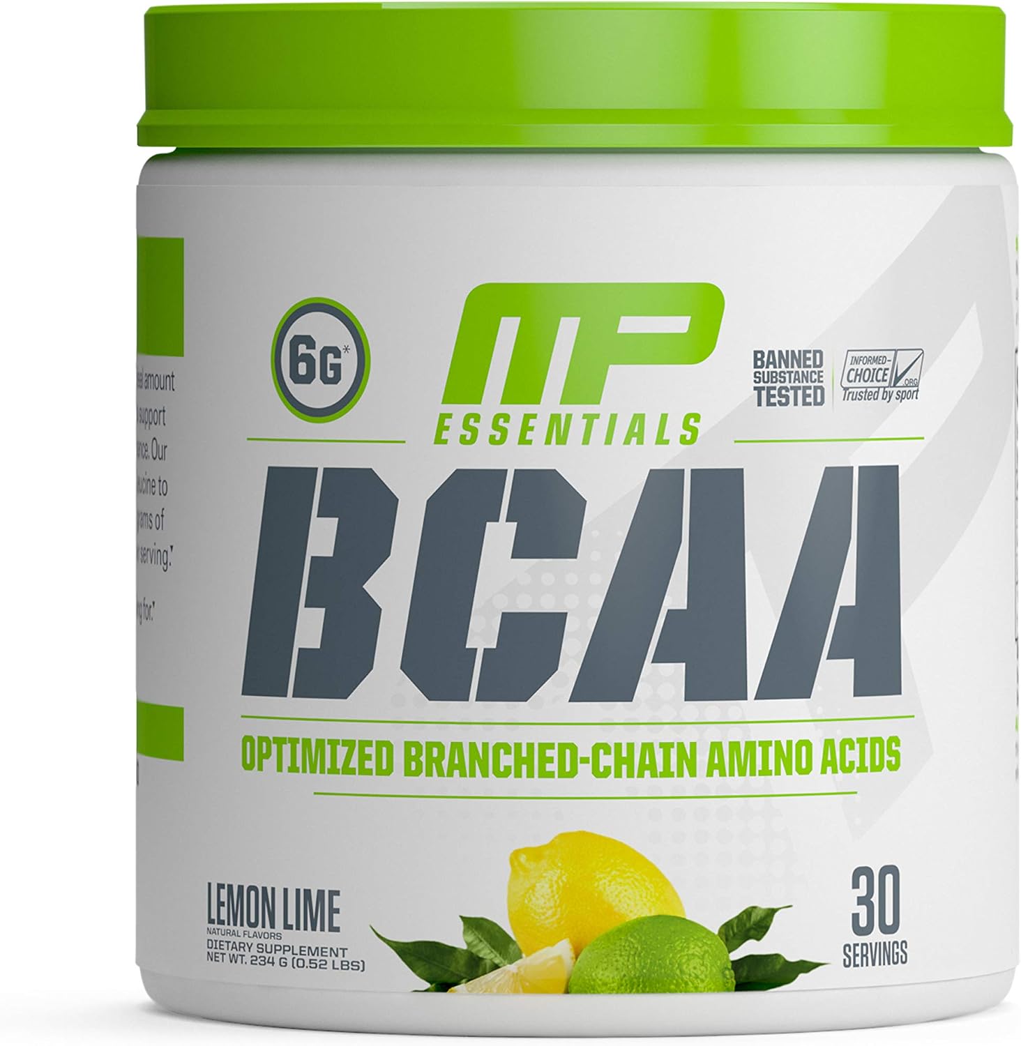 MusclePharm Essentials BCAA Powder, Post-Workout Recovery Drink, Lemon Lime, 30 Servings