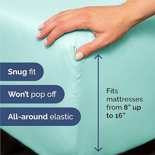 Vista 3 de Juego de sábanas Split King de 7 piezas, sábanas transpirables y refrescantes, sábanas de hotel, bolsillos profundos, ajuste fácil, suaves y sin