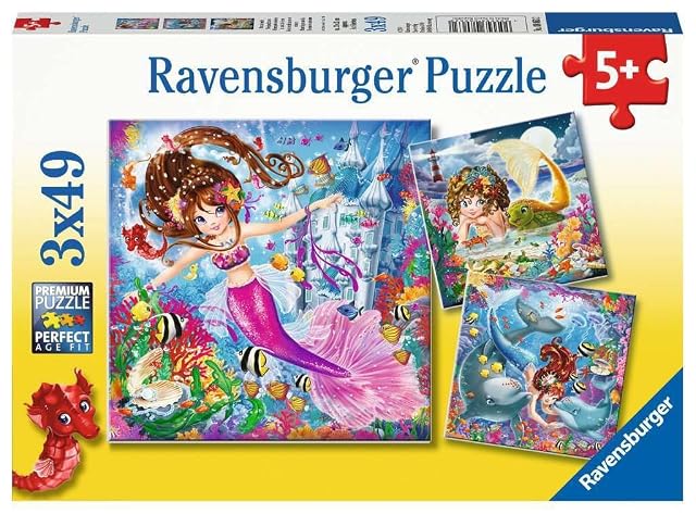 Ravensburger - Puzzle Niños 5 Años o Más, 3 Puzzles de 49 Piezas, Sirenas Encantadoras, Rompecabezas, Puzzle…