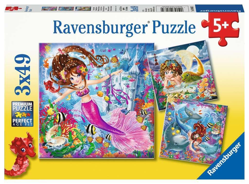 Ravensburger Kinderpuzzle - 08063 Bezaubernde Meerjungfrauen - Puzzle für Kinder ab 5 Jahren, mit 3x49 Teilen