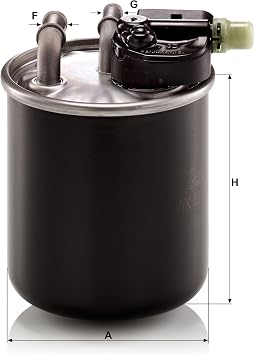MANN-FILTER WK 820/14 Fuel Filter Compatible With Select Sprinter Models from Mercedes-Benz With Short Water Drain Connector With Lock Assembly and Heater