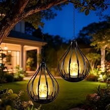 2 x Outdoor Solar Lantern with Cracked Sphere, IP65 Waterproof Outdoor Solar Lamp for Garden Decoration, Hanging or Ground Installation, Ideal Gift for Terrace, Balcony,