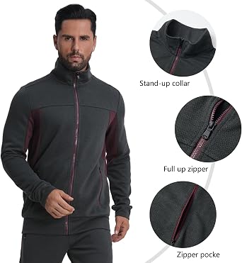 Men's Tracksuits,Sweatsuits 3 Piece Set for Men Casual Full Zip Athletic Sports Jogging Track Suits Sets with Knit Hat