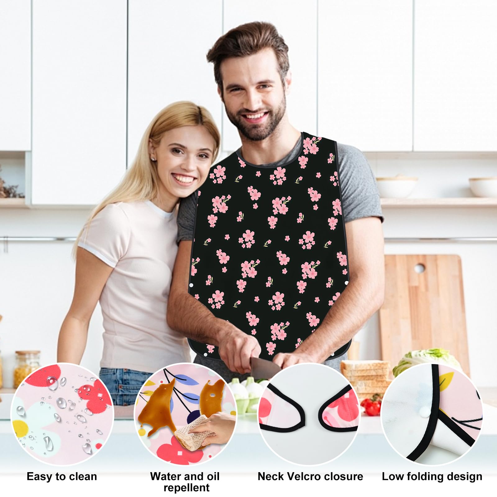 DRADERCH 2 Pezzi Bavaglino Adulti,Bavagli da Adulto Con Strappo,Bavaglini Per Anziani Lavabile e Riutilizzabile,bavaglini adulti anziani,Per Disabile e Pazienti,78 cm X 49cm - 3