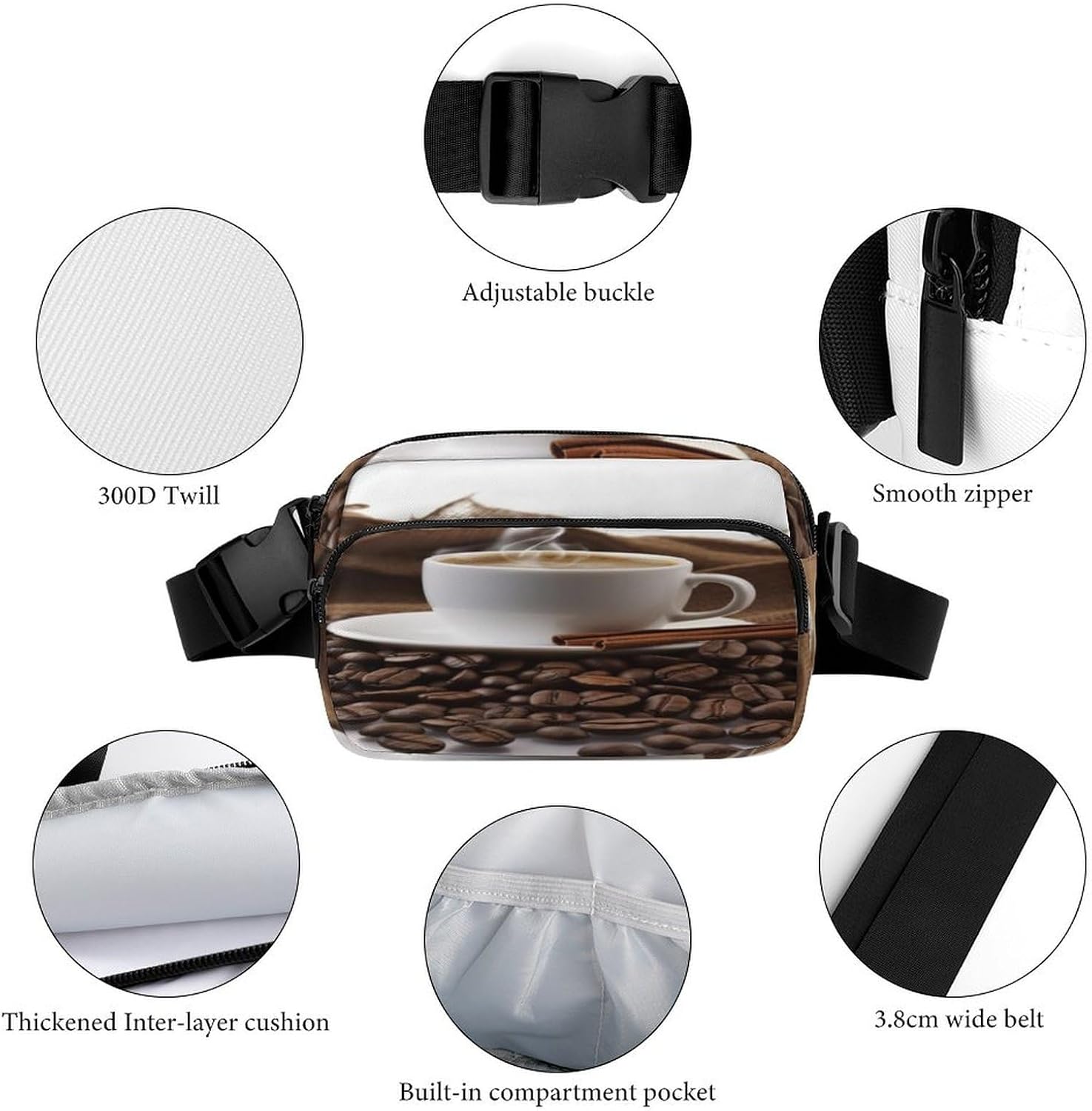 Bean Fanny Pack Belt Bag with Adjustable Strap Fashion Waist Bag for Outdoor Sports Hiking