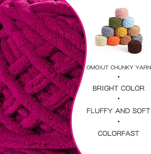 Miniatura 2 de Paquete de 3 hilos gruesos de felpilla de felpa de 3.53 onzas (49.2 yardas), hilo de terciopelo esponjoso para tejer y hacer ganchillo, hilos de