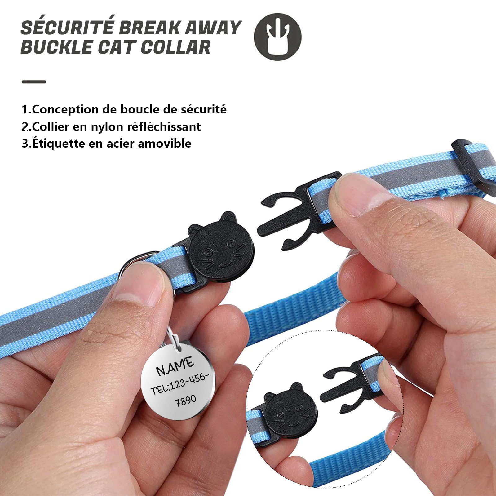 Collier GPS Pour Chat LoPotitChat - Anti-étranglement, Léger, Avec Cloche, étui Silicone Pour Airtag, Bandes Réfléchissantes - 6