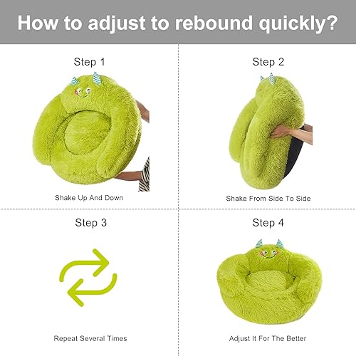 Miniatura 5 de Jiupety Bonita cama calmante para perros y gatos, cama para perros con cojín alto para interiores, cómoda cama de felpa para perros, tamaño M (24 x