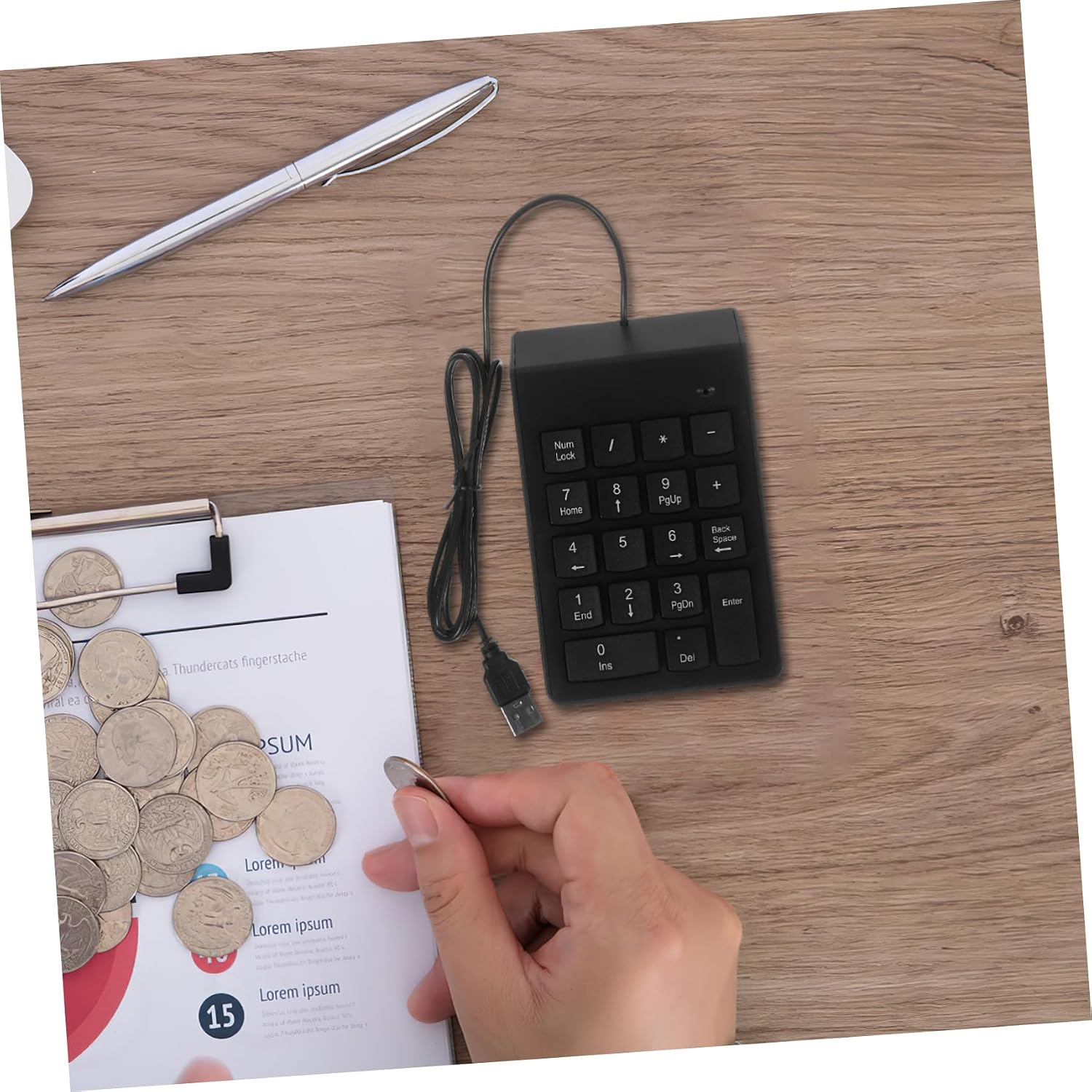 KOMBIUDA USB Wired Key Mechanical Numeric Keypad for Laptop Desktop Durable Number Pad with Stable Connection Compact Design for Financial Accounting and Data Entry