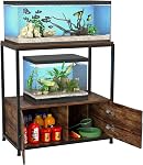 Fish Tank Stand for 20-29 Gallon Aquarium, Metal Wood Aquarium Heavy Duty Stand with Cabinet Accessories Storage for Home Decor