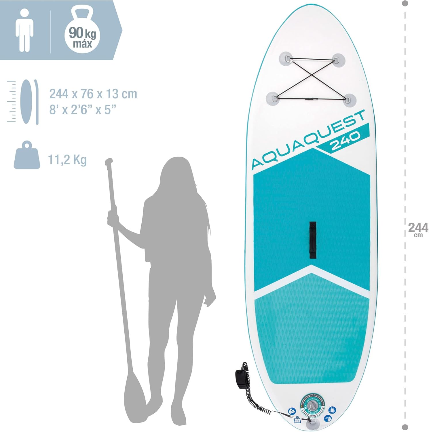 Standup Aqua Quest Paddle Board (2.44X73X13)