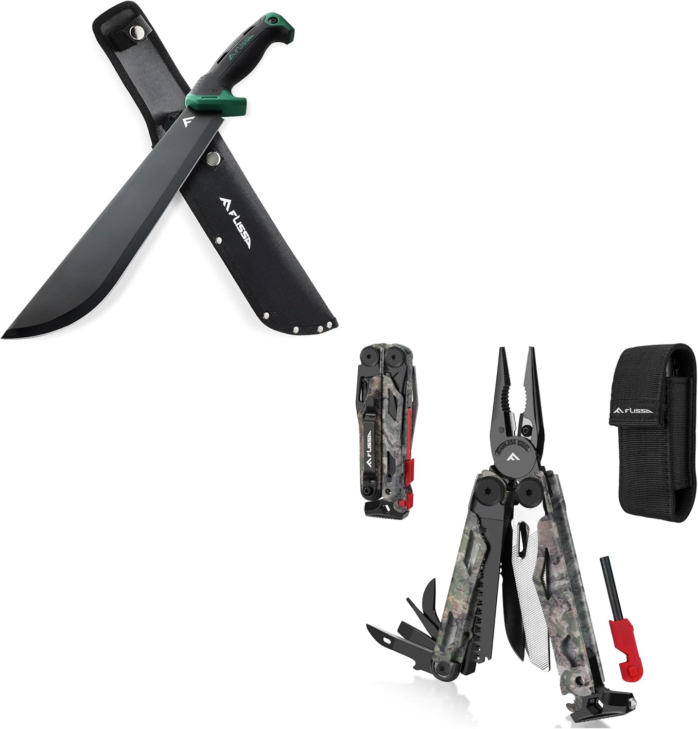 FLISSA Machete & 18 in 1 Camo Multitool Pliers