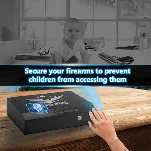 Miniatura 6 de Facial Recognition Gun Safe for Pistols,Face VerificationPIN CodeKey Gun Safe box for Handgun Suitable for home, nightstand,Car, Wall