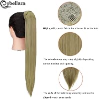 Cybelleza Csatos Lófarok Póthaj - 60 cm Egyenes Hajhosszabbítás Natúr Szőke, 125g, Hajdúsító Copf Nőknek, Hipoallergén 2