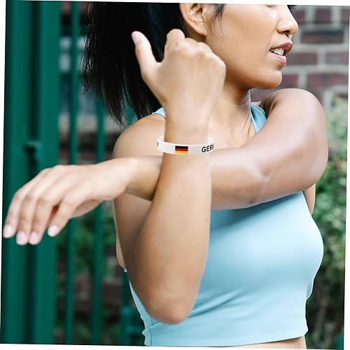 Miniatura 4 de EXCEART 30 pulseras de silicona para baloncesto, pulsera de bandera de Alemania, pulsera de silicona con bandera alemana, pulsera de goma para