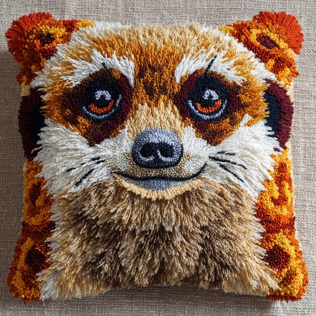 WallustrioaW Latch Hook Cushion Kits for Adults,Meerkats