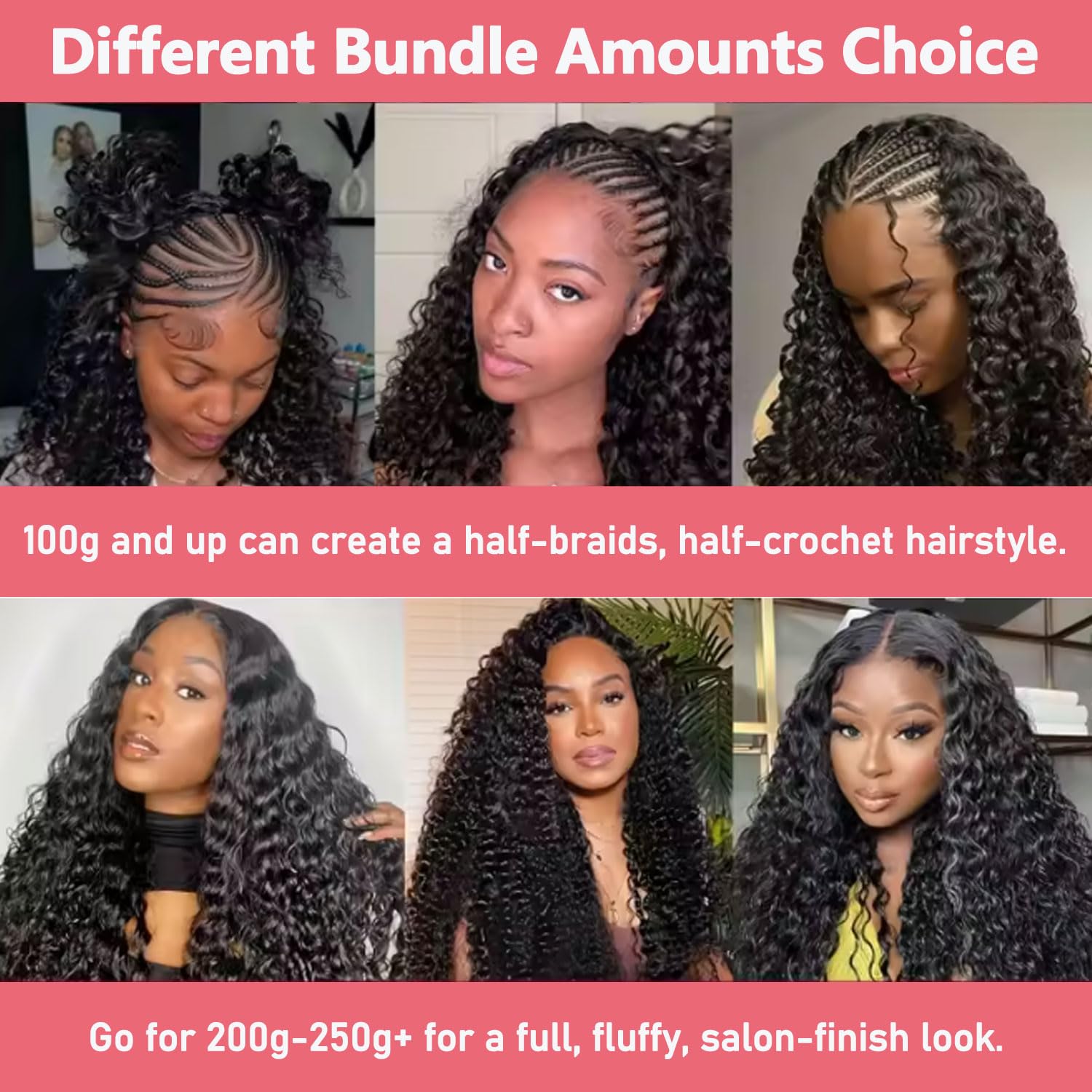 Crochet Hair for Black Women Pre-Separated Human Crochet Hair Water Wave Crochet Human Hair Extensions Curly Feather Crochet Human Hair (#1B-50g, 16 Inch)