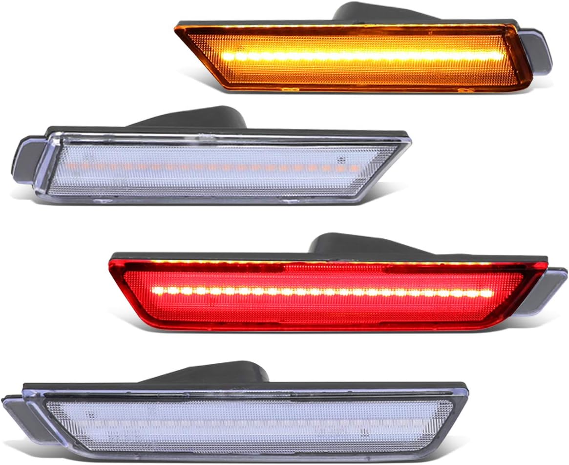 Auto Dynasty 4 Pieces LED Front+Rear Bumper Corner Side Marker Light Lamps Compatible with Chevy Camaro 10-15 (Clear)