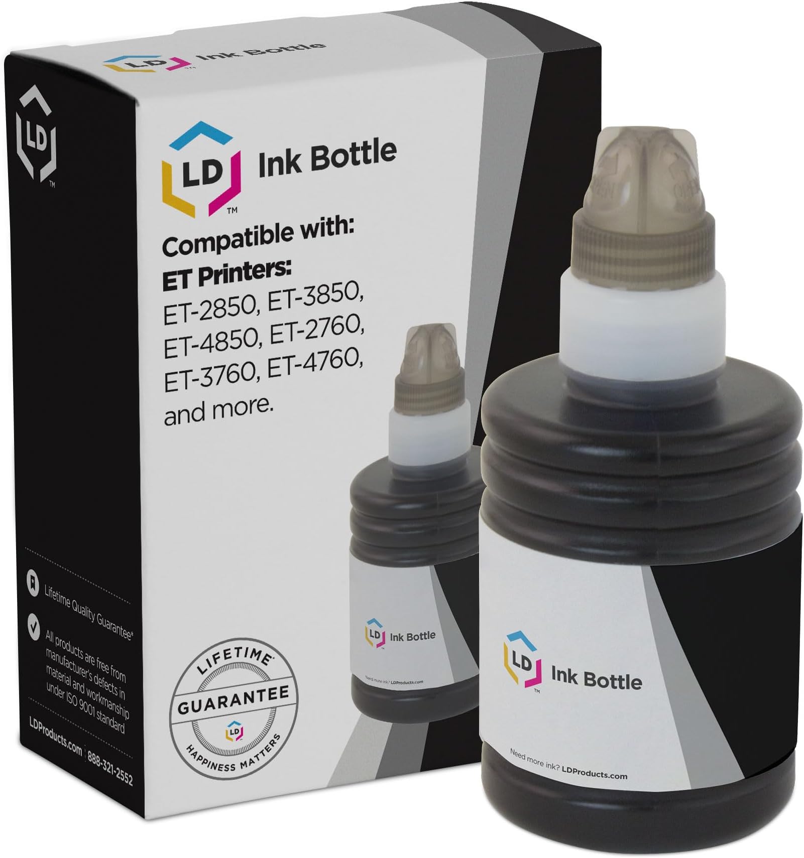 LD Products Ink Bottle Compatible with Epson T502 T502120-S (Black Single Bottle) for use in Epson ET Series, Expression and Workforce