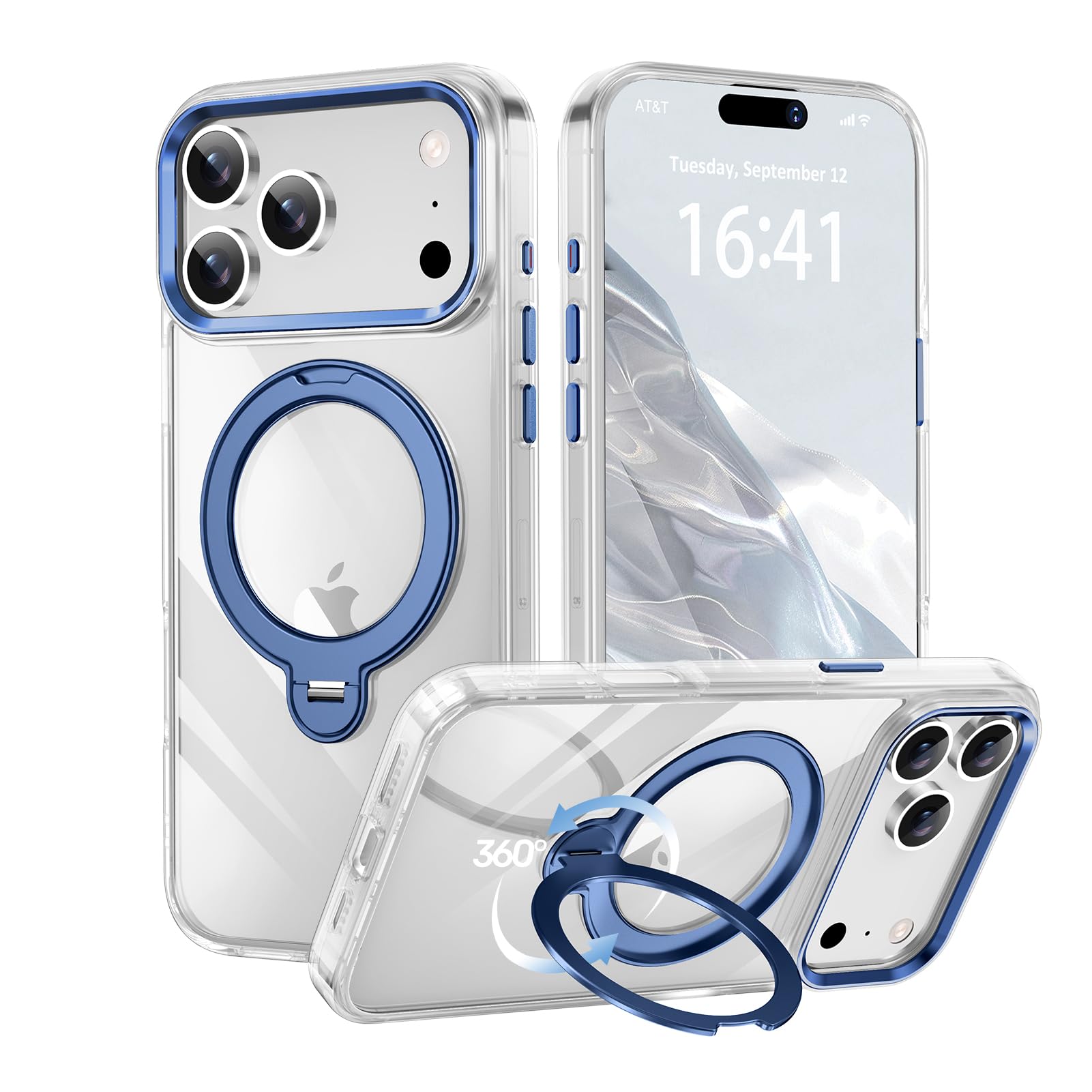 【透き通る上質感・多機能360°回転スタンド】KMAMBNG iPhone 17…