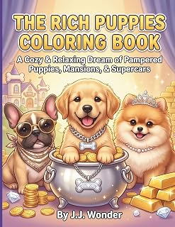 The Rich Puppies Coloring Book: A cozy & relaxing book for kids, teens & adults featuring cute pampered puppies with big billionaire dreams and ... Frenchies & Pugs (Billionaire Daydream)