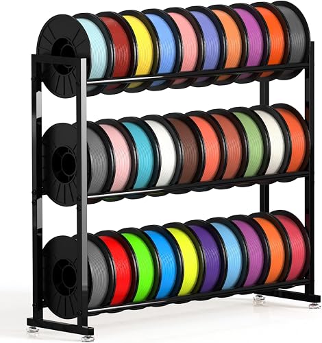 CXffvaO 3-Tier 3D Filament Storage Rack for 30 Spools, Heavy Duty Metal Spool Holder Shelf for PLA ABS TPU CXffvaO 3-Tier 3D Filament Storage Rack for 30 Spools, Heavy Duty Metal Spool Holder Shelf for PLA ABS TPU