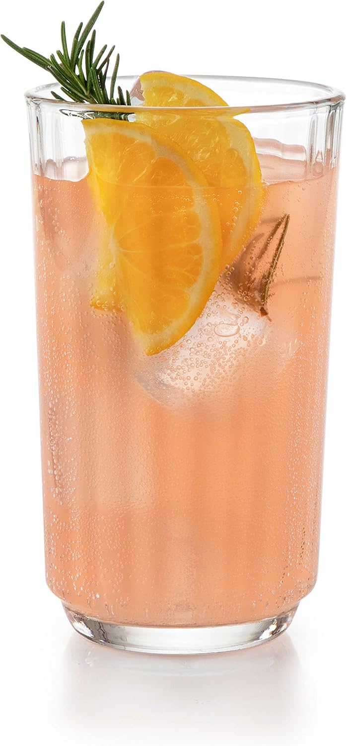 Libbey Paneled Highball Glasses Set of 6, 17 Oz Fine