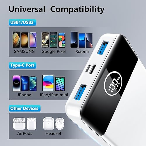 Miniatura 6 de Cargador portátil, banco de energía de 33800 mAh, batería de carga rápida de 22.5 W con salida USB CUSB A, pantalla digital, cargador de teléfono