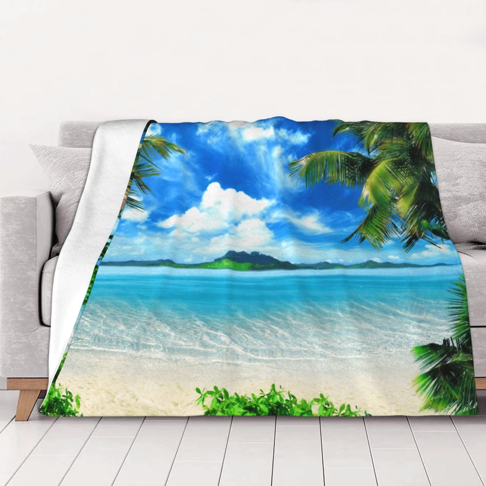 AUBKFELD The Sea Printed Flannel Blanket 150x125 CM, Soft & Warm Throw Blanket for Sofa/Couch/Bed/Car, Gifts for Audlts Women Men