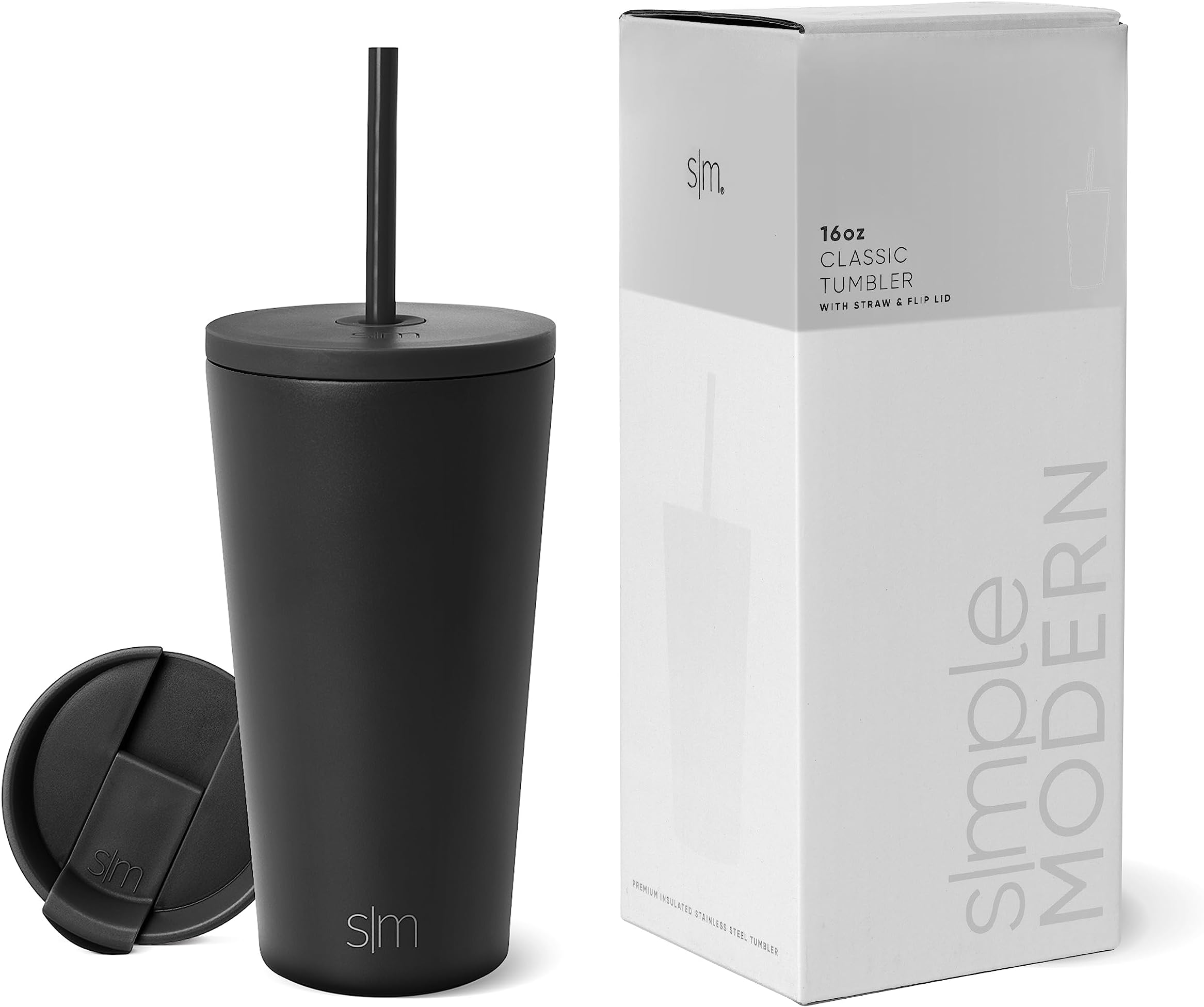 Simple Modern Isolierbecher 590 Ml – Edelstahl, Mit 2 Deckeln, Hält Heiß/kalt, Meerglas-Salbei