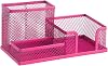Leviatan Desk Organizer | Metal Desk Organizer | Office Pen Holder | Desk Organizer with Mesh Note Holder | 205 x 103 x 98 mm | Pink