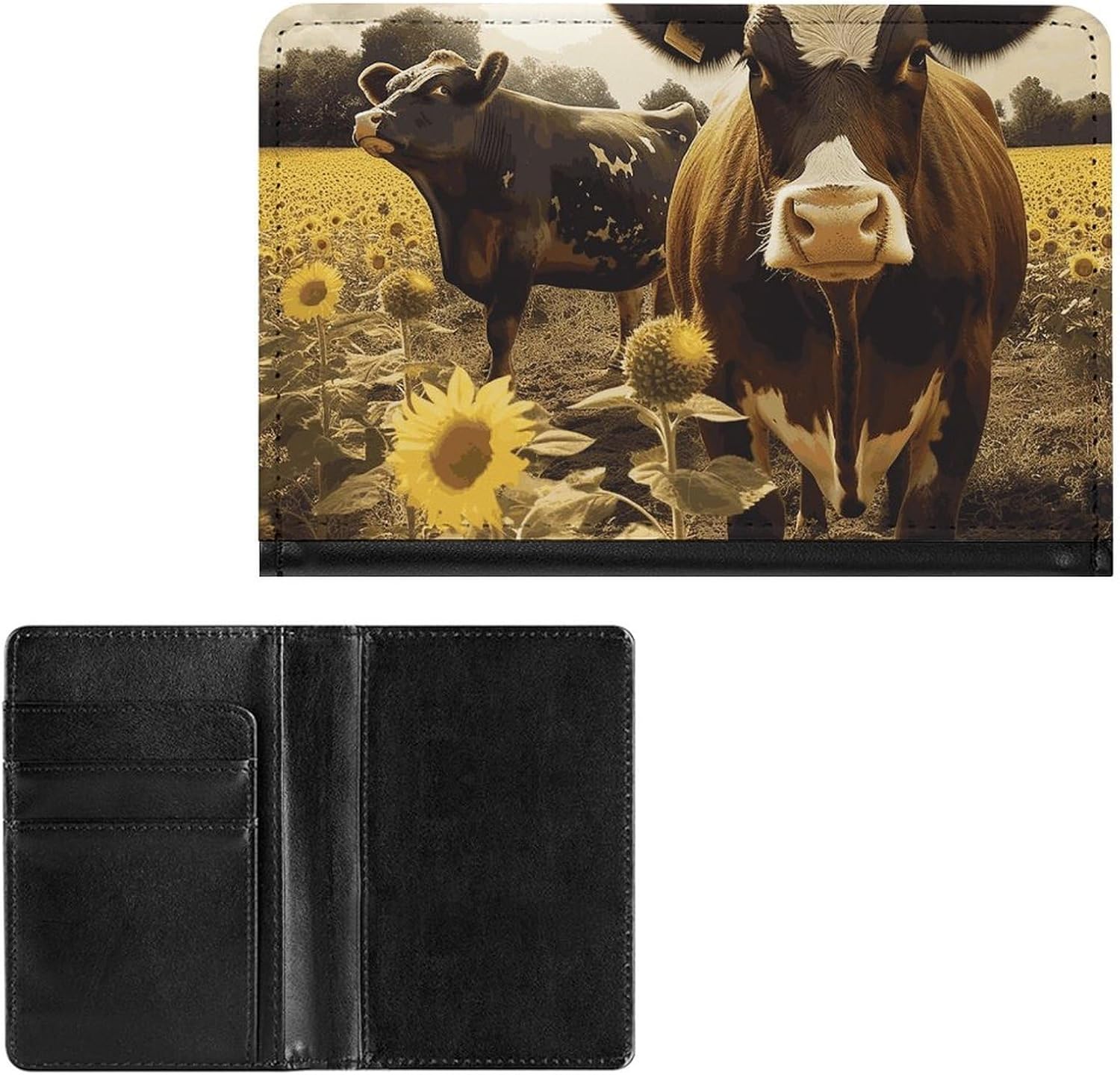 Cute Passport Holder for Travel,Personalized Multi-Functional Passport Cover with Card Slots,Slim 3D Animal Brown Cow Printed Passport Wallet for Women Men