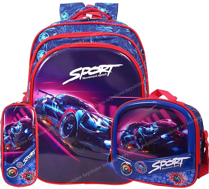 Toyshine Kids Backpack 20 inches with Pencil Case and Lunch Box Bag