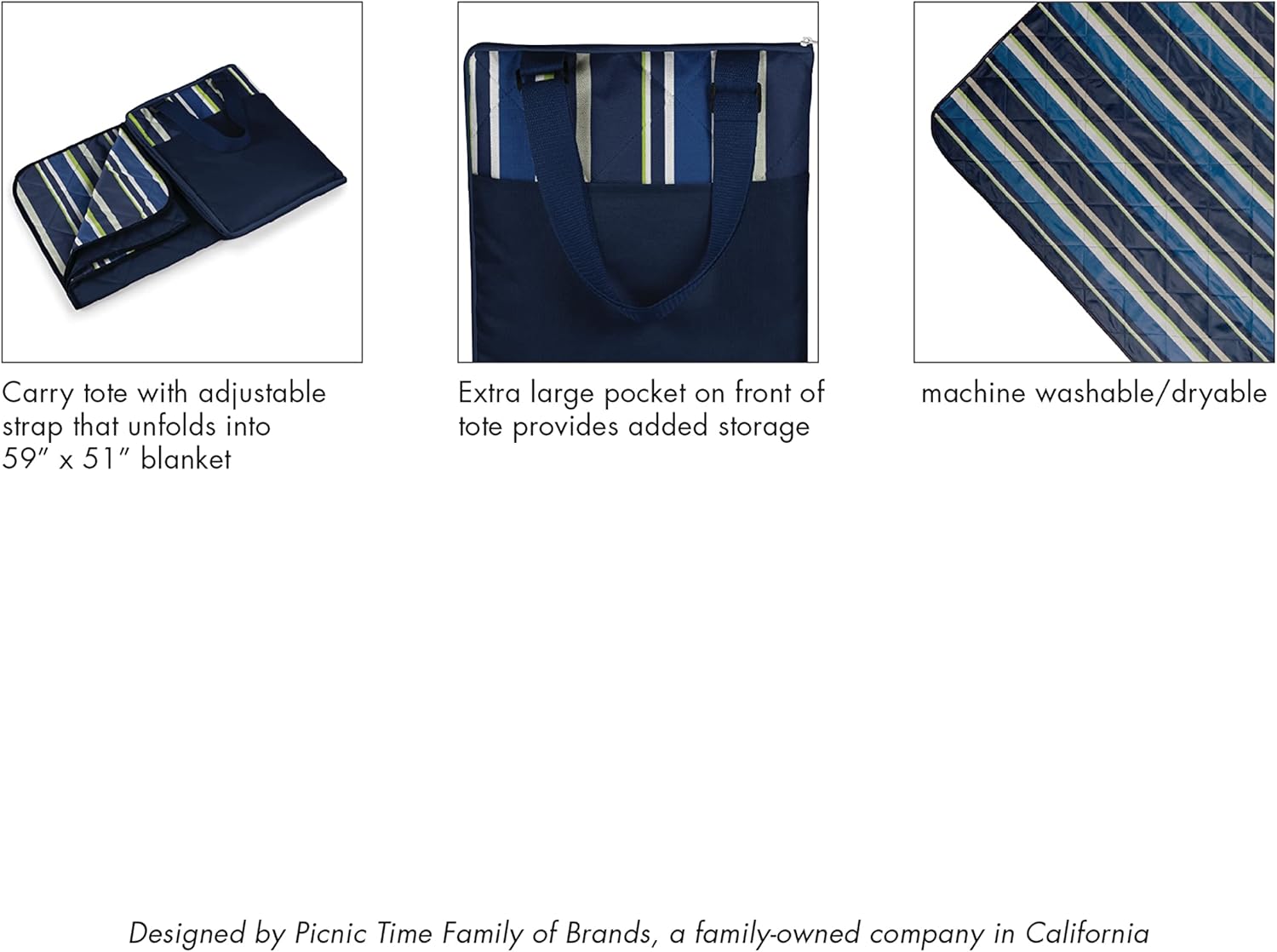 PICNIC TIME NHL Unisex-Adult NHL Vista Outdoor Picnic Blanket & Tote, Beach Blanket, Camping Blanket