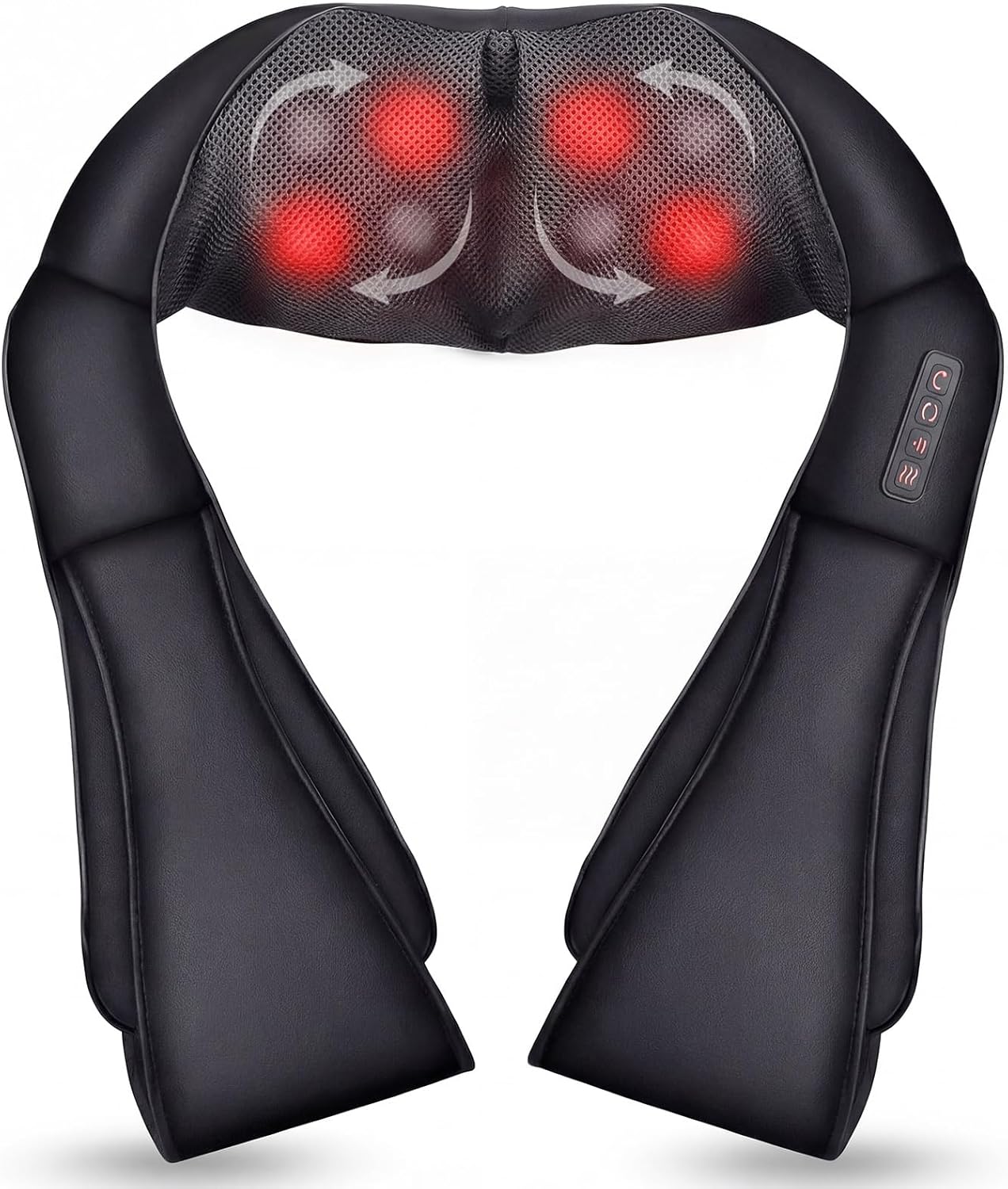 Masajeador Cervical y Espalda con Calor, Masajeador Cervical Shiatsu 16 Cabezales 3D, 3 Modos Masaje Profundo Rotación y Masaje de Amasamiento Shiatsu Intensidad Ajustable, Regalo para Oficina y Hogar