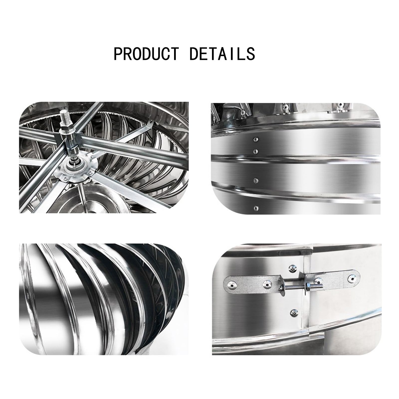 Roof Turbine Ventilator 45cm Silver - Wind Powered Exhaust Fan | Stainless Steel Chimney Cowl Vent
