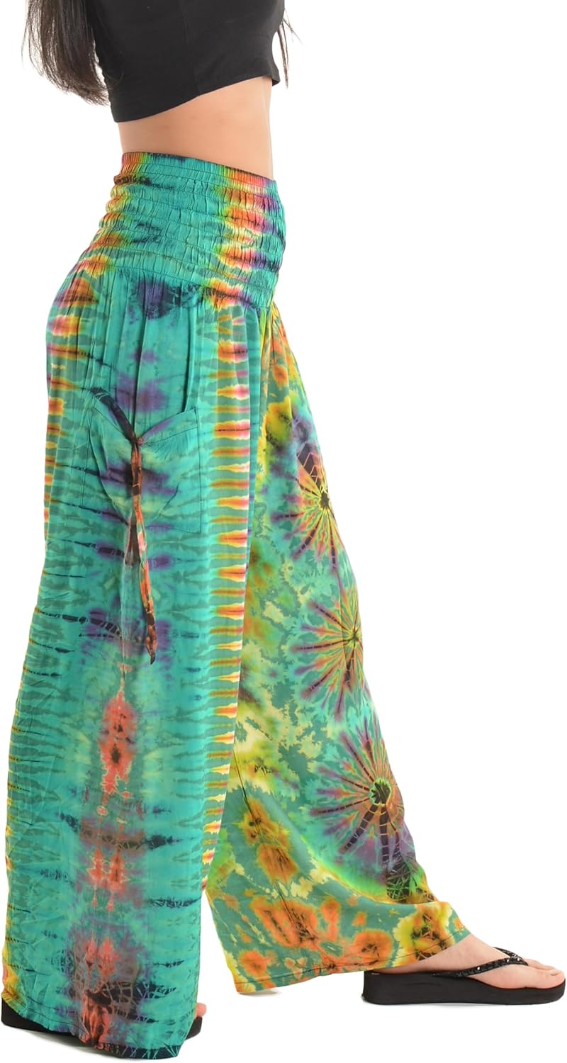 Orient Trail Women's Cold Dyed Wide Leg Palazzo Yoga Tie Dye Pants - Image 3