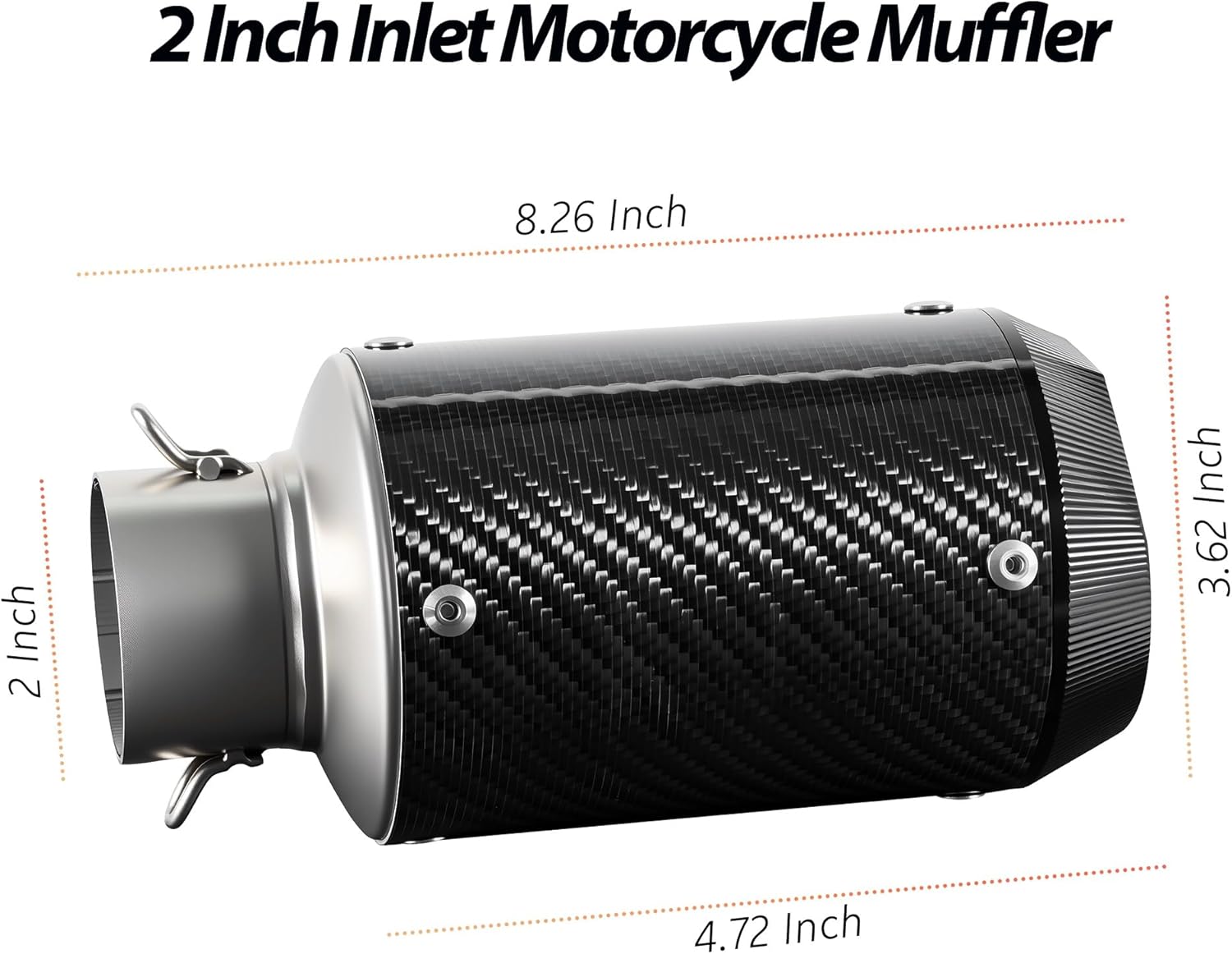 Motorcycle Exhaust, 2 inch Inlet Motorcycle Muffler, Slip On Muffler Exhaust with Mid Pipe, Fits Honda Kawasaki Z900 GSXR750 CBR650 more
