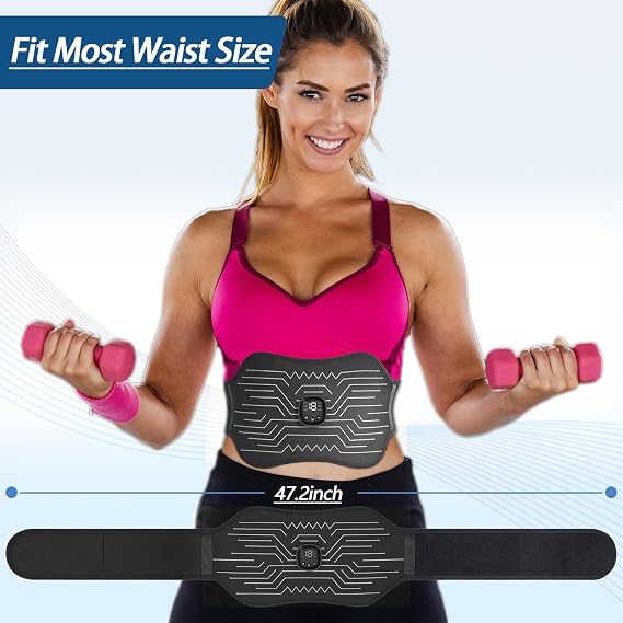 FDA Cleared, Abs Stimulator Muscle Toner - Abdominal Training Fitness Belt Portable Sport Exercise Workout Equipment (White)