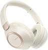 LORELEI B-C6 Wireless Over-Ear Headphones, 50H Playtime Foldable Lightweight Bluetooth Headsets, Deep Bass, Built-in Microphone, Memory Foam Earmuffs for Travel, Office Beige White