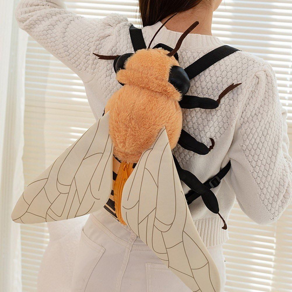 À Dos en Peluche Insecte Rigolo Abeille, À Dos en Peluche Animal Doux avec Bandoulière Réglable