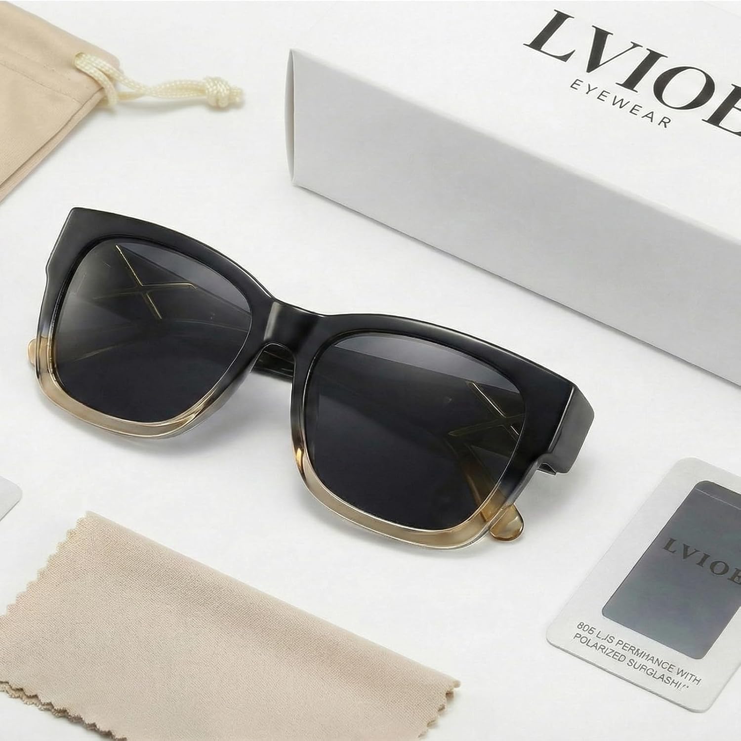 LVIOE Polarized Fit Over Sunglasses for Women Men Oversized Square Over Glasses Sunglasses with UV Protection