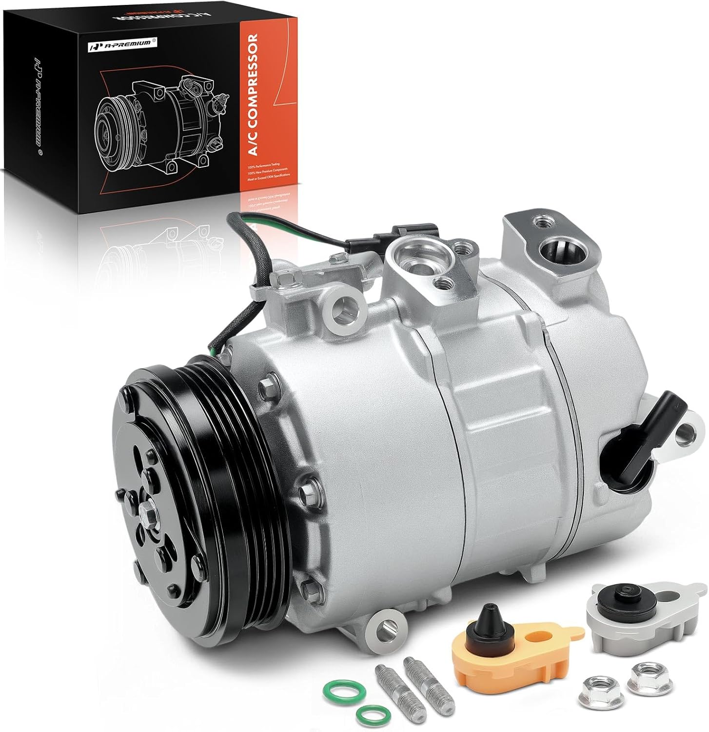 A-Premium Air Conditioner AC Compressor with Clutch Compatible with Ford Escape 2020-2022, Bronco Sport 2021-2023 & Lincoln Corsair 2020-2023, 2.0L 2.3L