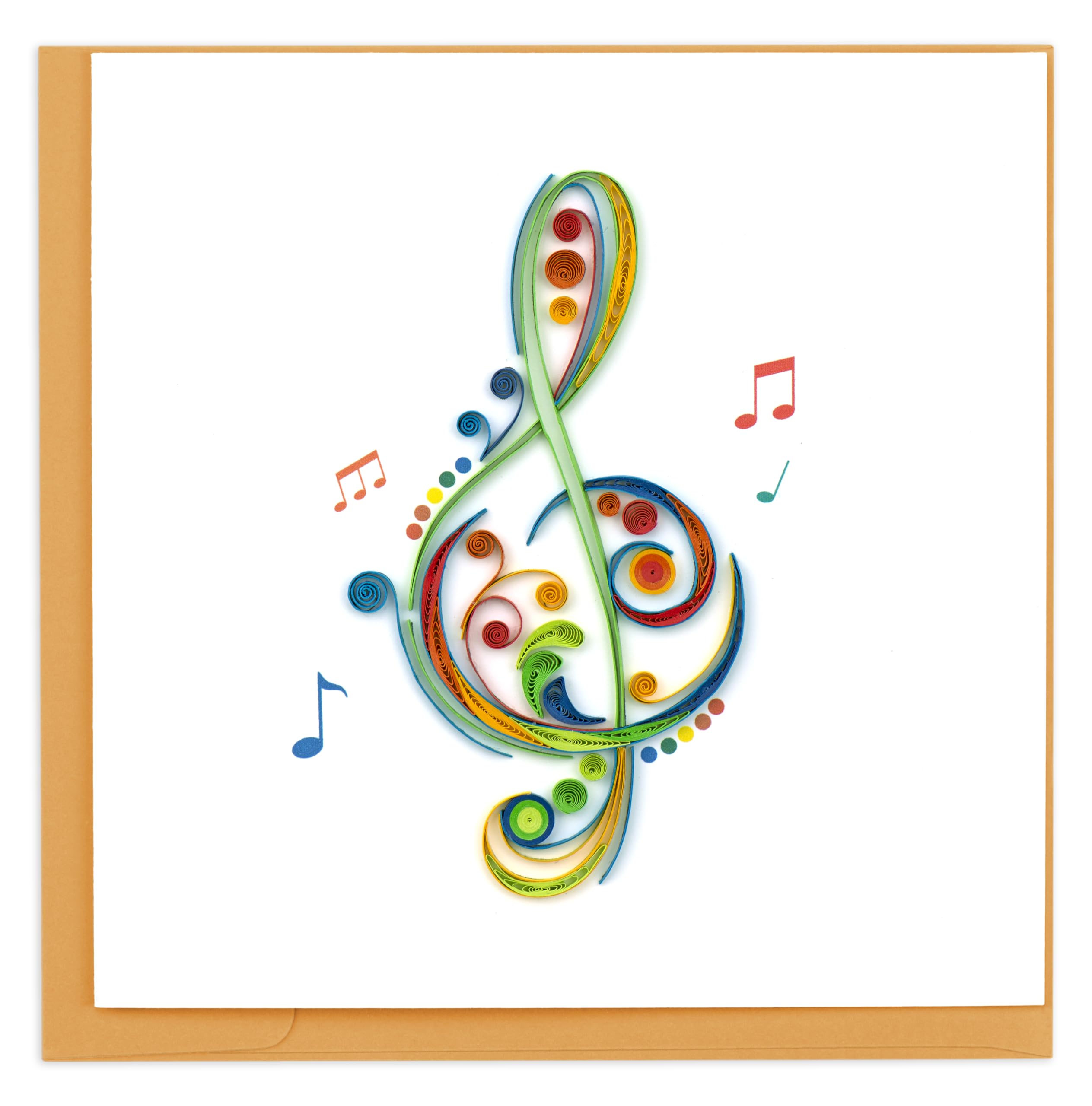 Quilling Treble Clef Musical Note Musician's Friend Hand-Finished Greeting Card Frameable Art - Suitable for Framing in a Card Frame - by The Quilling Card Company