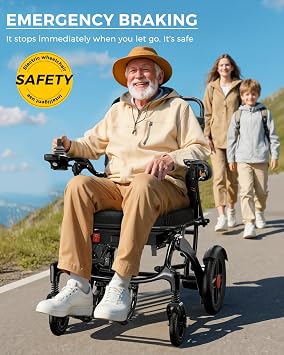 Foldable Electric Wheelchair for Adults, 500W High Power Electric Wheelchair, 350LBS Capacity & Ultimate Safety Design, All-Terrain Pneumatic Tires (Ultra-Light Carbon Fiber + Aluminum)
