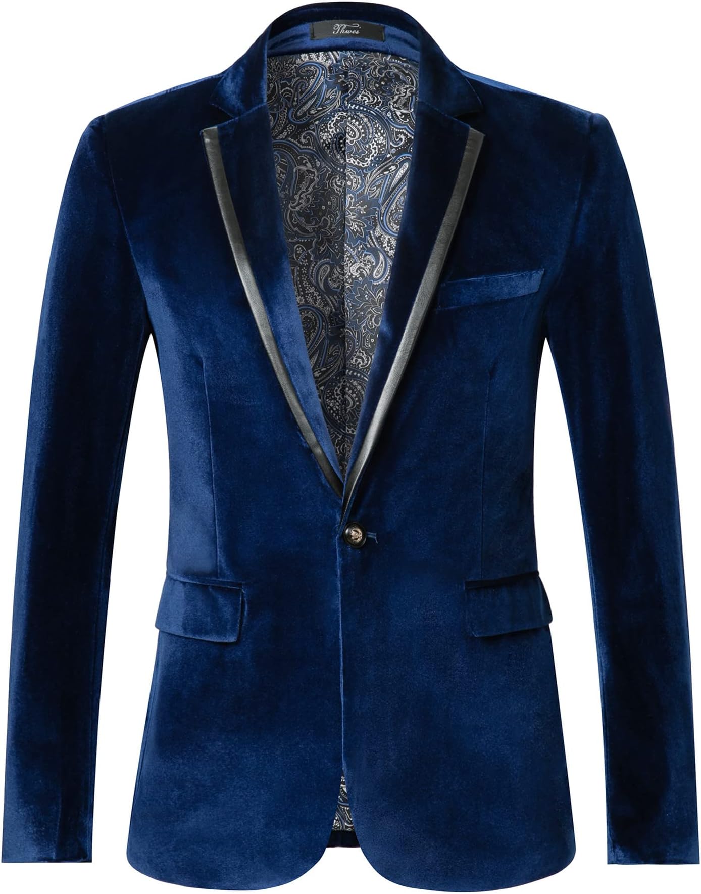 THWEI Mens Velvet Blazer Sport Coat Tuxedo Jacket for Prom Wedding Party Dinner