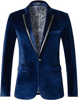 Mens Velvet Blazer Sport Coat Tuxedo Jacket for Prom Wedding Party Dinner