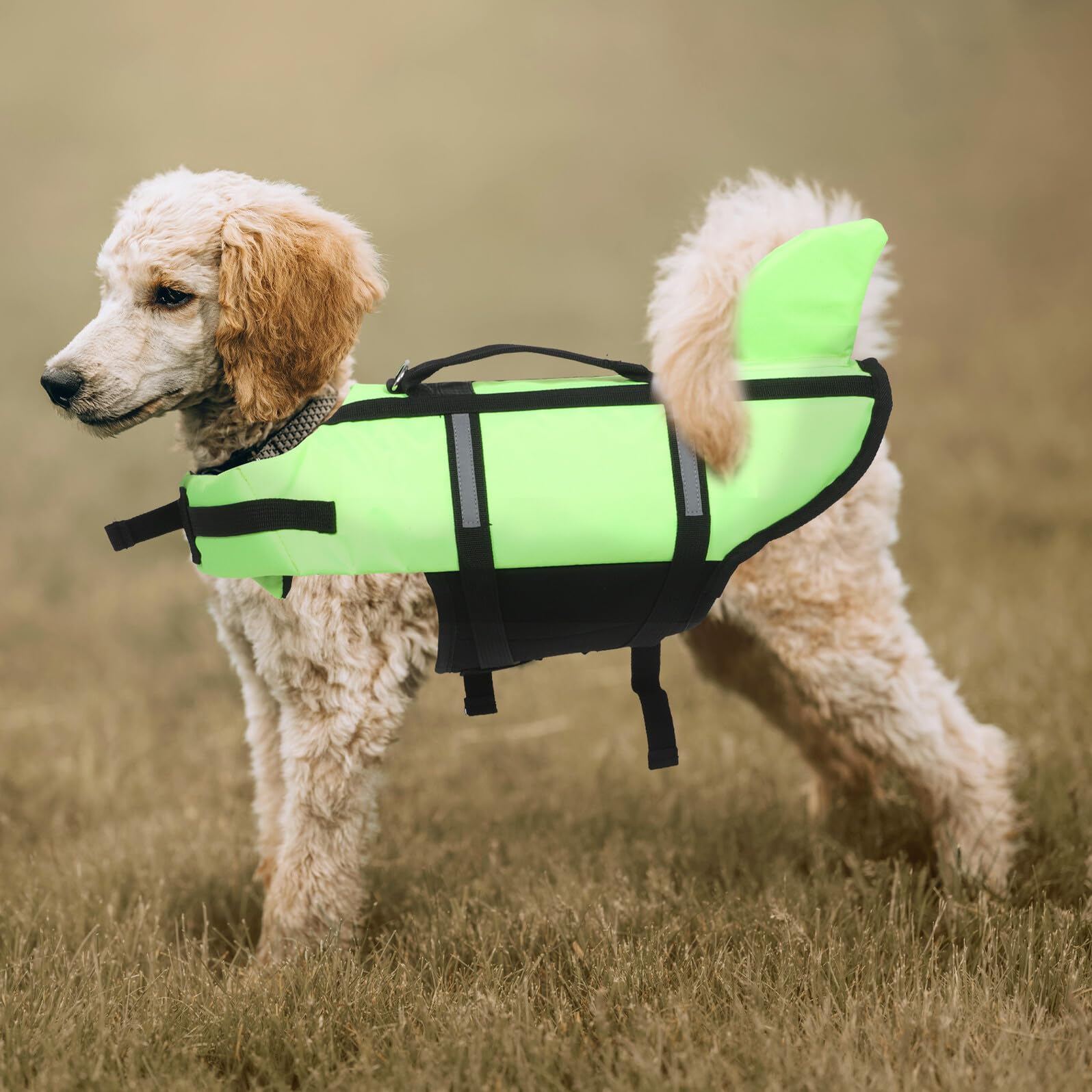 WOONEKY Reflektierende Hundesicherheitsweste aus Polyester mit Verstellbarem Sitz für Outdoor Aktivitäten Grün