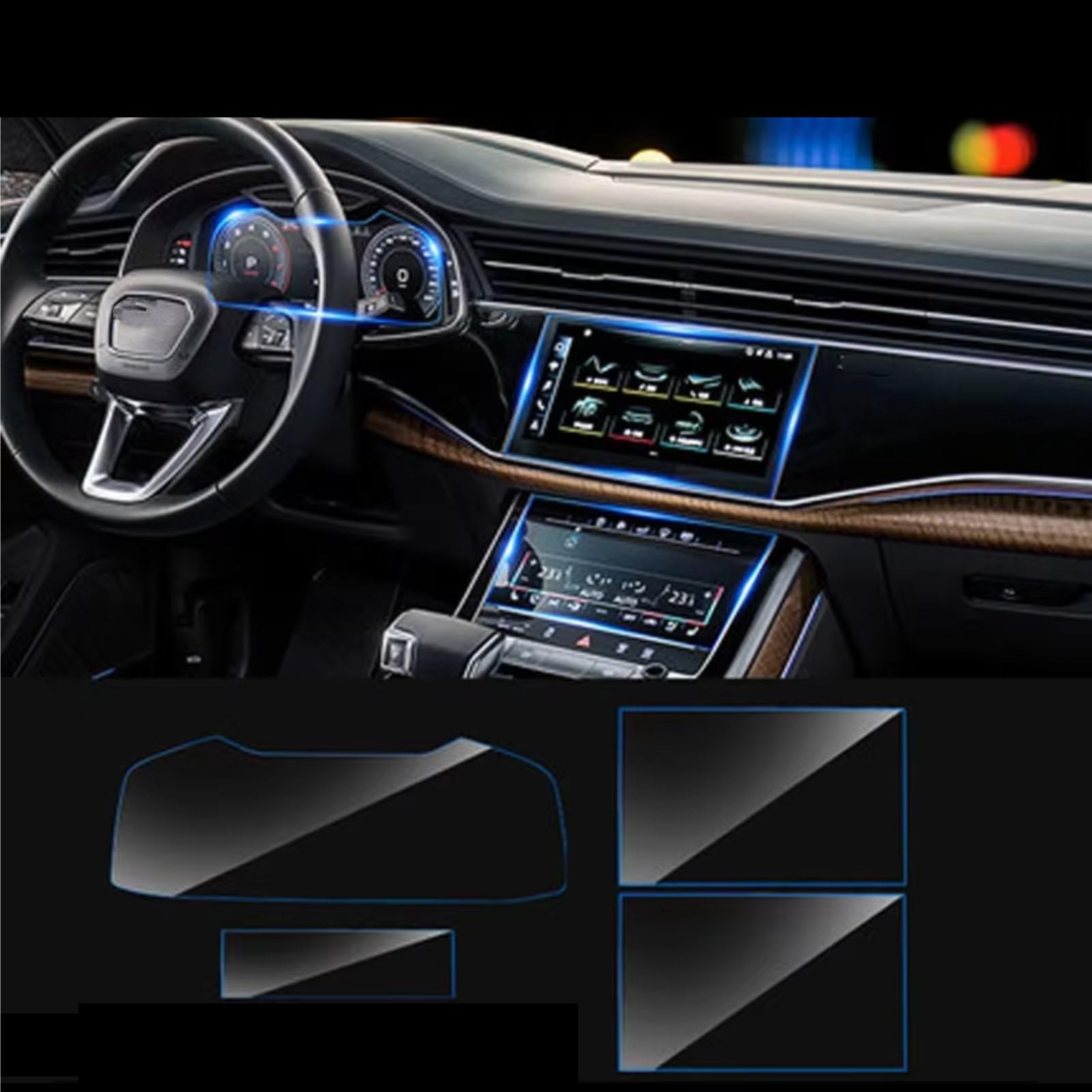 Protection d'écran en Verre trempé pour GPS de Voiture (Tableau de Bord) - Film Protecteur en Acier pour Tableau de Bord - pour Audi A6, C8 et A7 (2018-2020).